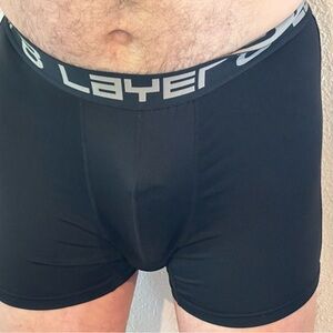 Layer 8 Black Men's Performance Boxer Briefs with Grey Logo Waistband